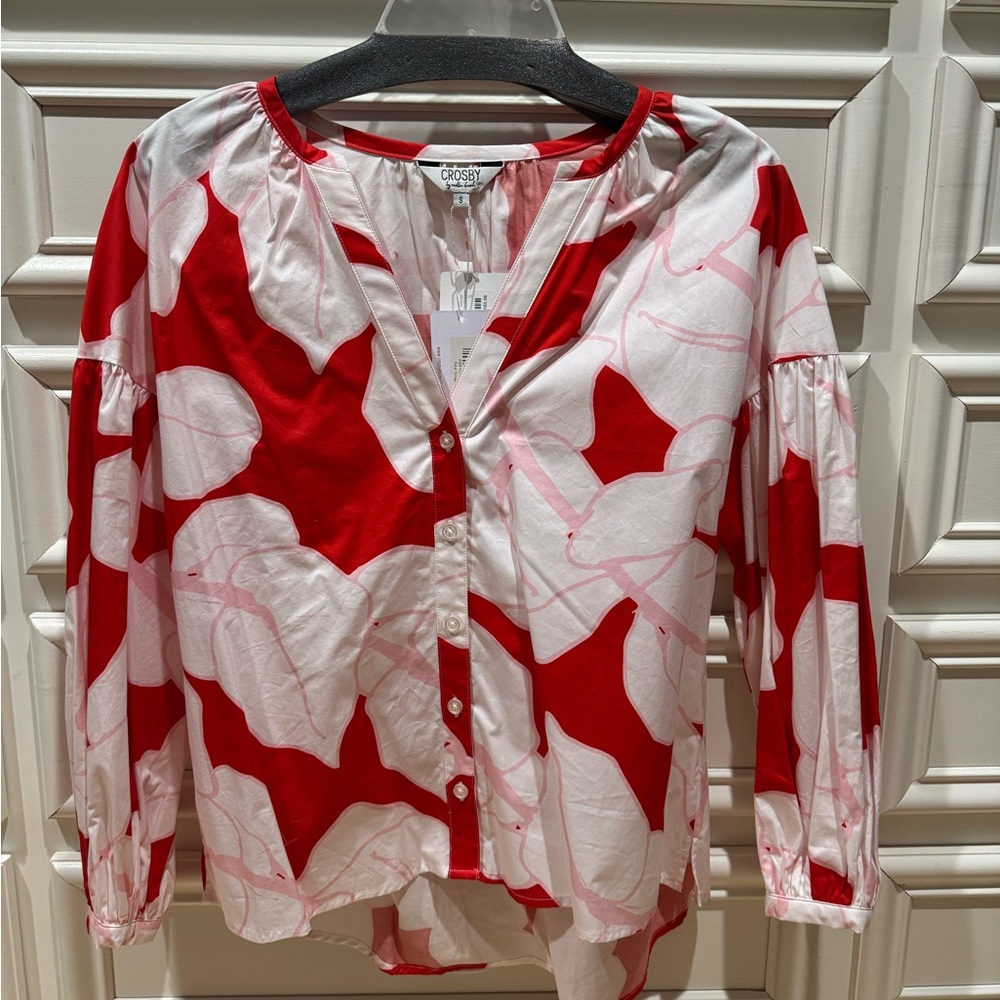 CROSBY by Mollie Burch Red and Pink Blouse